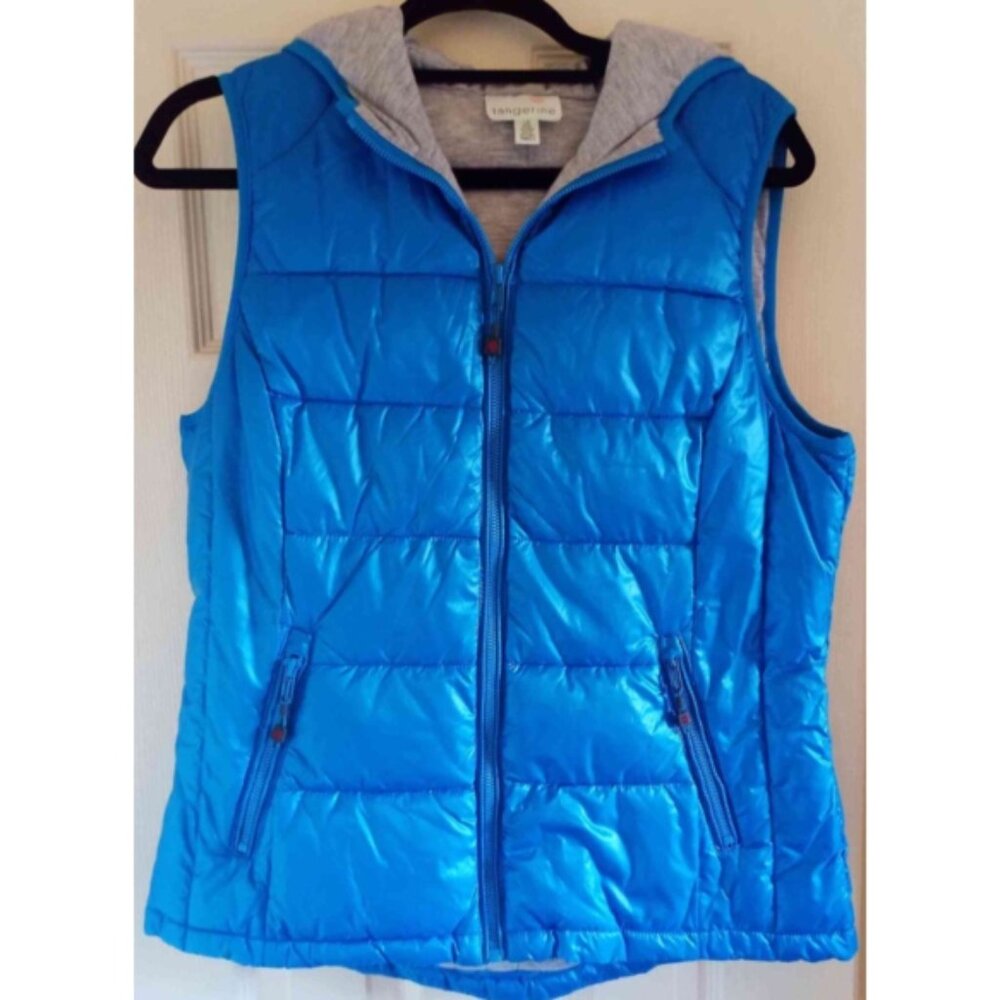 Tangerine Brand Blue Puffer Hoodie Vest Size Large
